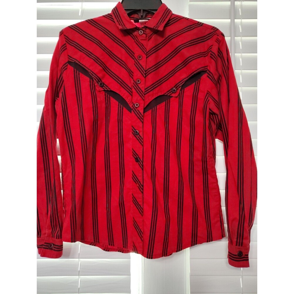 Vintage 90's Roughrider Circle T Button Up Red LS Shirt Western Size Med 9/10